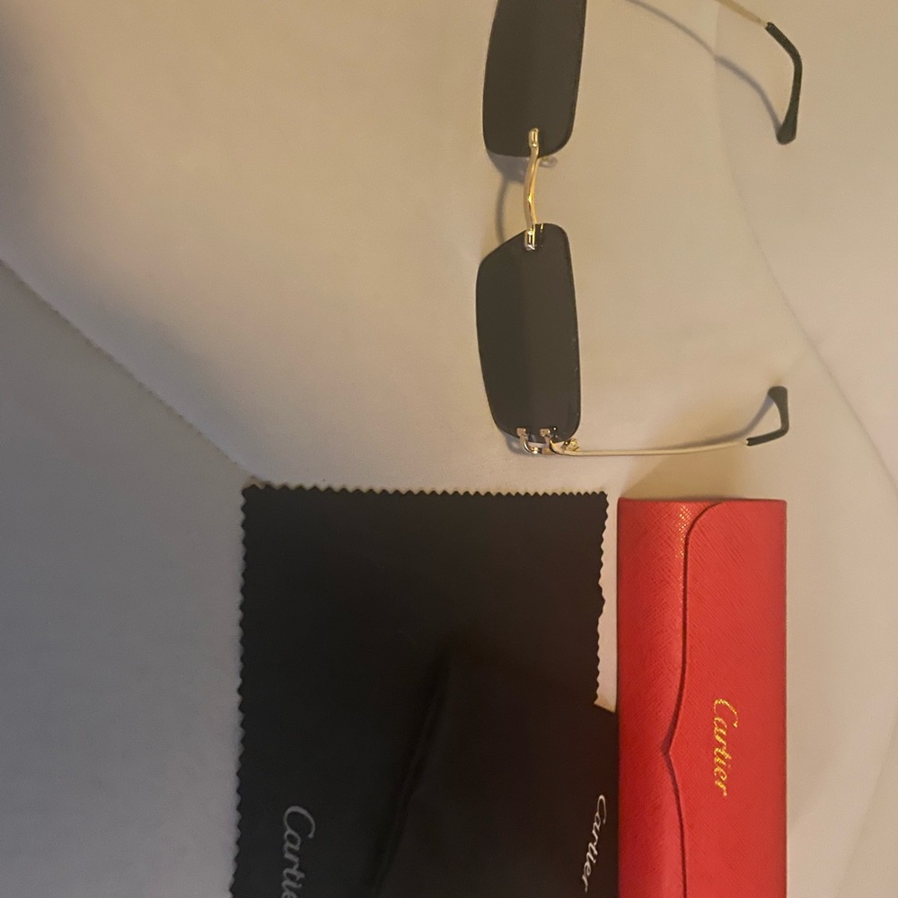 Cartier Sunglasses with Black Lenses and Gold Frame